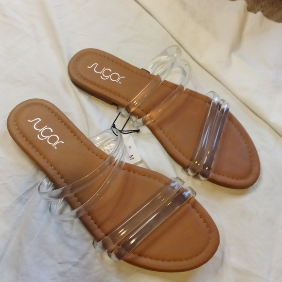 SUGAR WOMENS CLEAR STRAPPY BILAL SANDALS SZ M  7.5 - Picture 7 of 9
